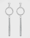LAGOS STERLING SILVER CAVIAR BEADED CIRCLE DROP EARRINGS WITH LINEAR DIAMOND STATION