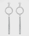 Lagos Sterling Silver Caviar Beaded Circle Drop Earrings With Linear Diamond Station In Silver