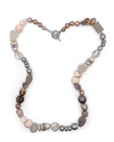 Stephen Dweck Women's Terraquatic Collage Sterling Silver, Baroque Pearl & Multi-gemstone Toggle Necklace
