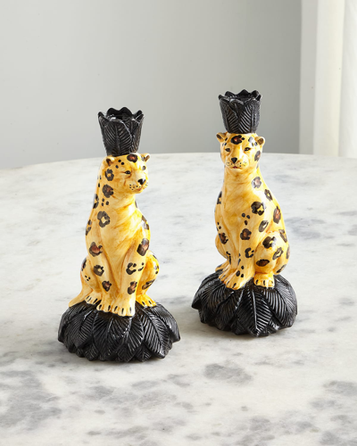 Les Ottomans Tiger Candle Holder Pair