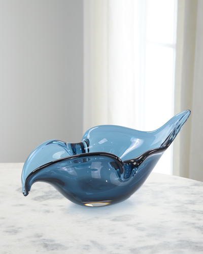 John-richard Collection Handblown Abstract Sapphire Glass Bowl