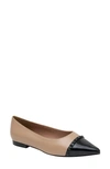 Linea Paolo Niche Pointed Toe Flat In Nude/ Black