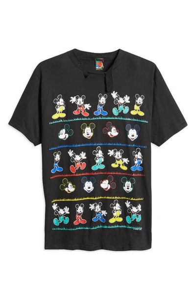 Disney Unisex Secondhand Ripped Mickey Mouse Graphic Tee In Black