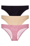 Honeydew Intimates Skinz 3-pack Hipster Panties In Blk/ Nude/ Orgalaxy