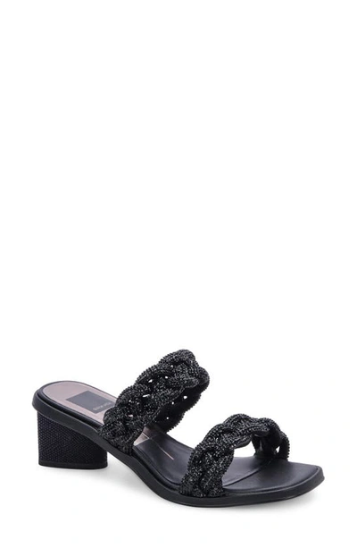 Dolce Vita Ronin Rhinestone Slide Sandal In Black Rhinestone