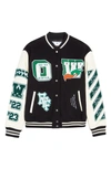 Off-white Embr Patches Embroidered Varsity Jacket In Black White