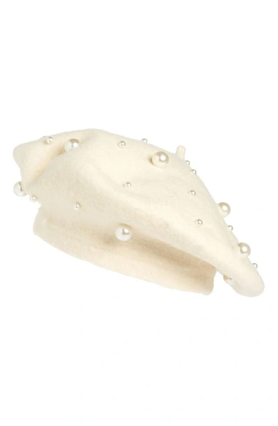 Tasha Imitation Pearl Beret In Ivory