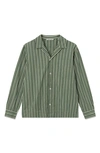 Wood Wood Jason Dobby Stripe Organic Cotton Button-up Shirt In Bright Green