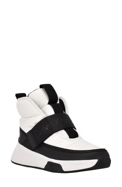 Calvin Klein Jeans Women's Mabon Nylon High Top Trainers Women's Shoes In White,black