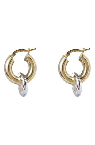 Argento Vivo Sterling Silver Two-tone Double Hoop Earrings In Gold