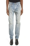 SAINT LAURENT DISTRESSED RELAXED FIT JEANS