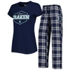 CONCEPTS SPORT CONCEPTS SPORT DEEP SEA BLUE/GRAY SEATTLE KRAKEN BADGE T-SHIRT & PANTS SLEEP SET