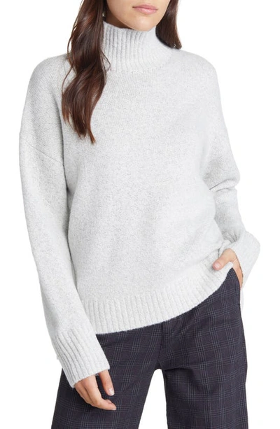 Treasure & Bond Marled Mock Neck High-low Tunic Sweater In Grey Moonbeam