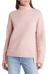 Treasure & Bond Marled Mock Neck High-low Tunic Sweater In Pink Smoke