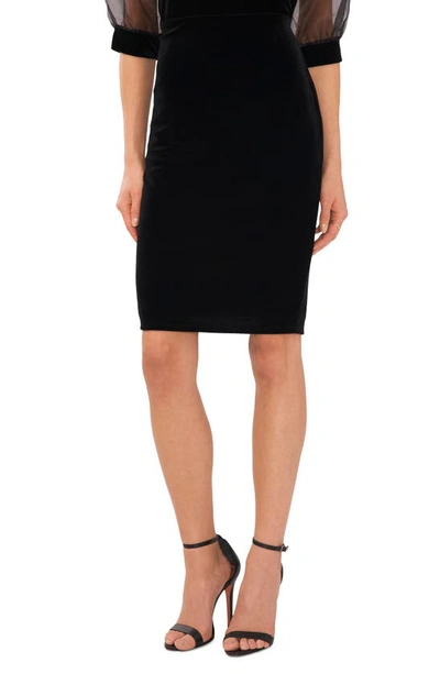 Halogen Velvet Pencil Skirt In Rich Black