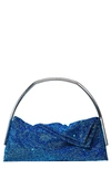 Benedetta Bruzziches Travolta Da Un Insolito Crystal Mesh Top Handle Bag In Sapphire Ab