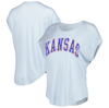 CAMP DAVID WHITE/LIGHT BLUE KANSAS JAYHAWKS DAY TRIP STRIPED SCOOP NECK T-SHIRT