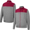 COLOSSEUM COLOSSEUM GRAY/MAROON ARIZONA STATE SUN DEVILS PUTTER HERRINGBONE FULL-ZIP JACKET