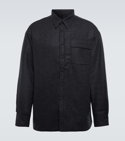 Givenchy Embroidered Padded Wool Shirt In Dark Grey