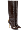 TOM FORD PADLOCK 105 CROC-EFFECT LEATHER BOOTS