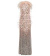 ELIE SAAB FEATHER-TRIMMED SEQUINED GOWN