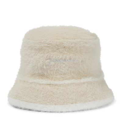 Jacquemus Le Bob Neve Faux Fur Bucket Hat In White