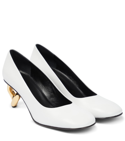 Jw Anderson Leather Chain Heel Pumps In White
