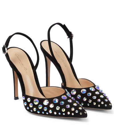 Gianvito Rossi Women's Spectra Suede Embellished Slingback Pumps In Black