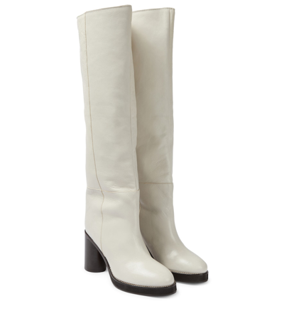 Isabel Marant Lelia Leather Knee-high Boots In White