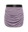 Khaite Draitton Leather-trimmed Ruched Metallic Knitted Mini Skirt In Lavender