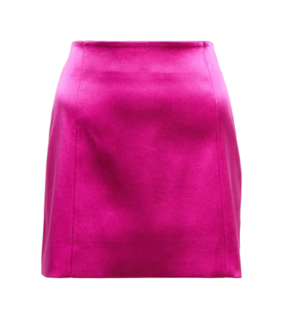 Frame High-waisted Stretch-satin Mini Skirt In Pink-drk