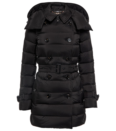 Burberry Belted Down Coat In Black
