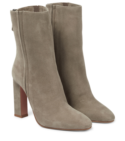 Aquazzura Suede Ankle Boots In French Grey