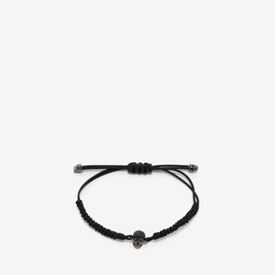 Alexander Mcqueen Pave Skull Friendship Bracelet In Black