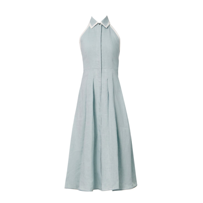 Max Mara Caio Linen Dress In Blue | ModeSens