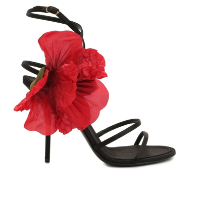 Dolce & Gabbana Keira Sandals With Poppy In Black