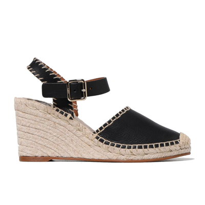 Chloé Lucinda Leather Wedge Espadrille Sandals In Black