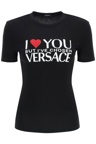 Versace Slogan T-shirt In Black