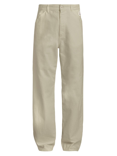 Moncler Wide-leg Cotton Pants In Light Beige