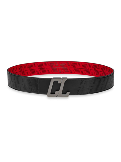 Christian Louboutin Happy Rui Cl Logo Leather Belt In Black Loubi