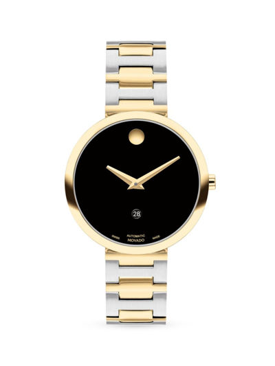 Movado Women's Museum Classic Swiss Automatic Silver-tone Stainless Steel Yellow Pvd Bracelet Watch 32mm In Two Tone