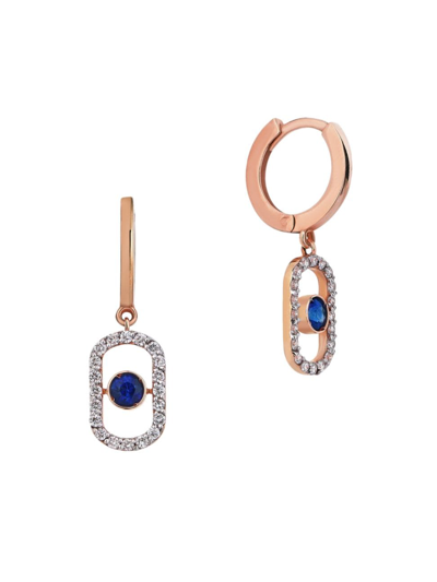 Sim And Roz Women's Orbits 14k Rose Gold, Sapphire, & 0.4 Tcw Diamond Drop Earrings In Blue
