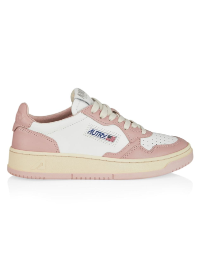 Autry Medalist Bi-color Leather Sneakers In Blush Pink