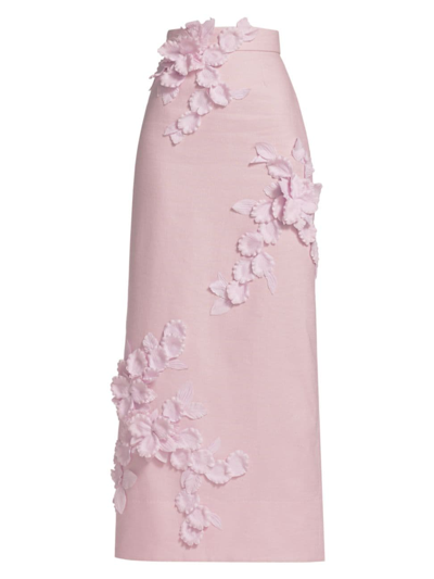 Zimmermann High Tide Flower Linen-silk Maxi Skirt In Pink & Purple