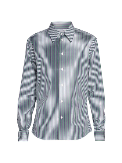 Bottega Veneta W Tri-color Striped Woven Shirt In White Navy