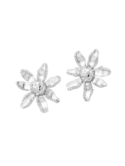 Syna Jardin Diamond Flower Earrings In Sterling Silver