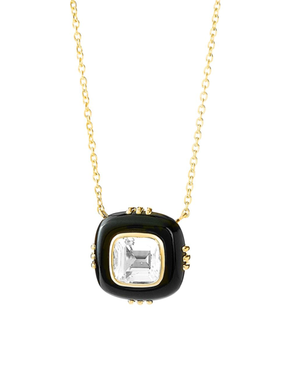 Syna Women's 18k Yellow Gold, Rock Crystal & Black Onyx Mogul Necklace