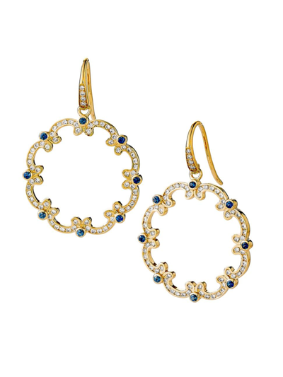 Syna Women's Mogul 18k Yellow Gold, Sapphire, & 0.7 Tcw Diamond Drop Earrings In Blue