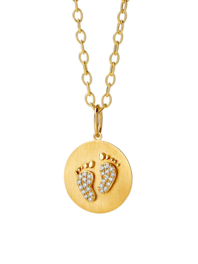 Syna Women's Mogul 18k Yellow Gold & 0.15 Tcw Diamond Baby Feet Pendant Necklace