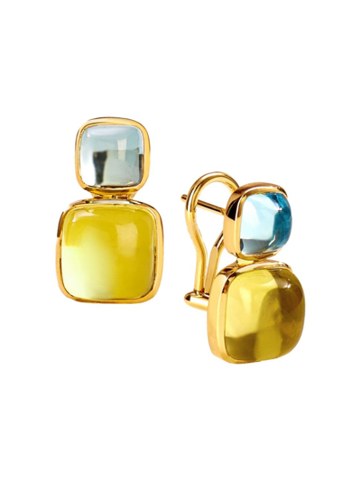 Syna Women's Candy 18k Yellow Gold, Blue Topaz & Lemon Quartz Drop Earrings In Blue Lemon